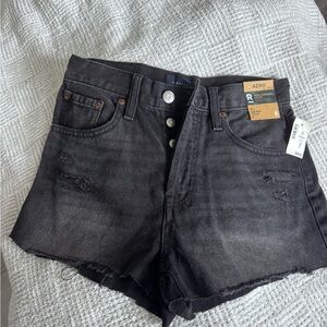 Aeropostale Women's Black Distressed High-Rise Denim Shorts